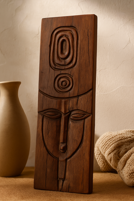 Home Decor Handcrafted Wooden Tribal Face Mask (Long) – Rustic Wall Art Décor for Modern Interiors