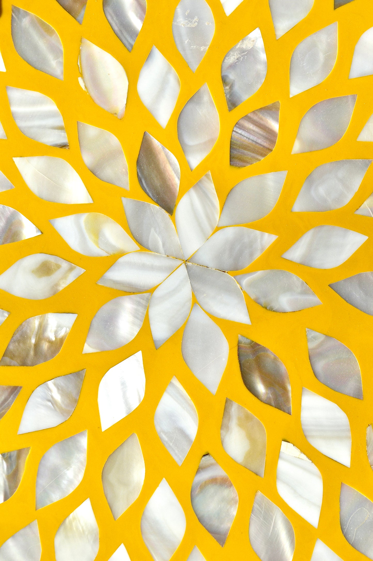 Luxury Round Mother of Pearl Serving Tray with Golden Leaf Handles – Designer Coffee & Tea Tray for Home Décor