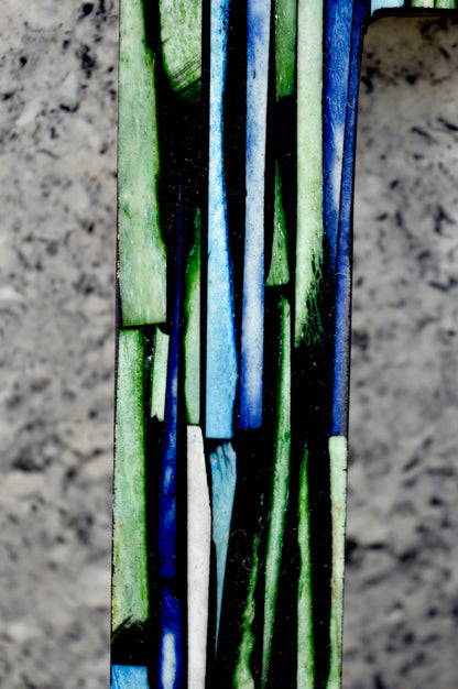 Handcrafted Blue & Green Striped Art Photo Frame – Premium Resin Decorative Frame for Table & Wall | Modern Artistic Home Décor