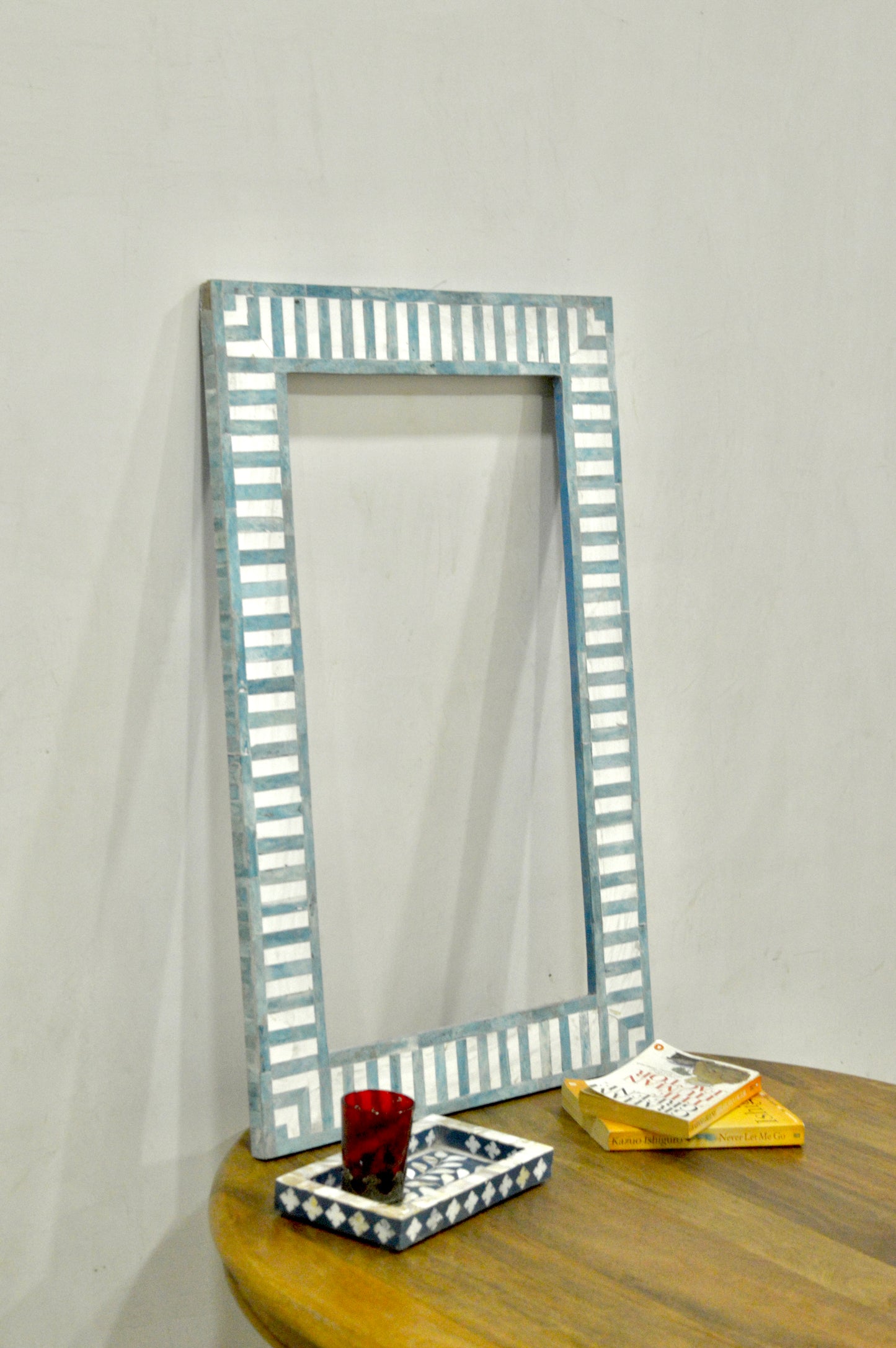 Handcrafted Blue & White Bone Inlay Photo Frame – Decorative Rectangular Frame for Modern & Traditional Home Décor