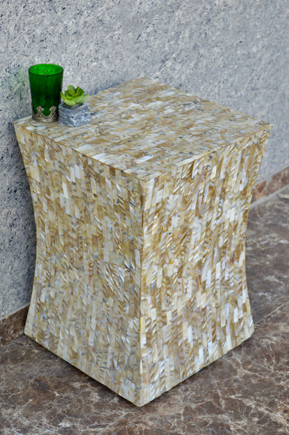Handcrafted Mother of Pearl Inlay Side Table – Luxury Accent Furniture for Living Room & Bedroom
