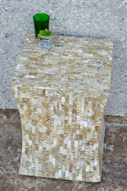 Handcrafted Mother of Pearl Inlay Side Table – Luxury Accent Furniture for Living Room & Bedroom

