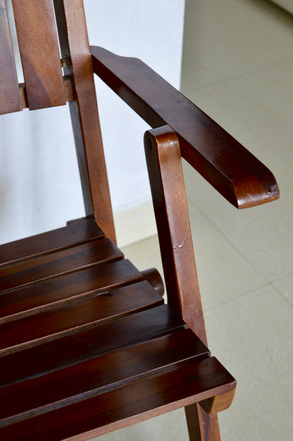 Handcrafted Solid Wood Armchair – Rustic Folding Wooden Chair for Living Room, Patio & Dining