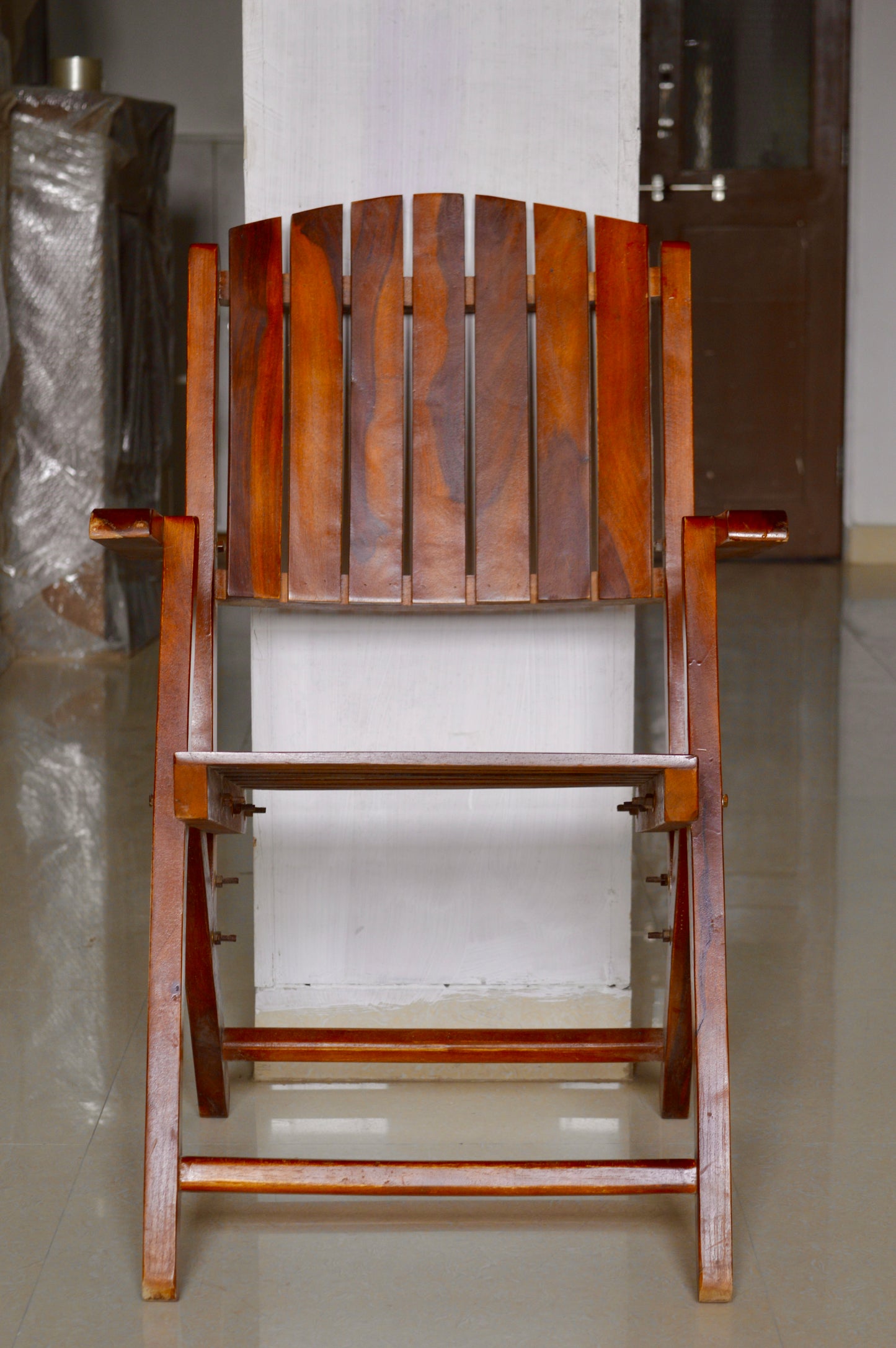 Handcrafted Solid Wood Armchair – Rustic Folding Wooden Chair for Living Room, Patio & Dining