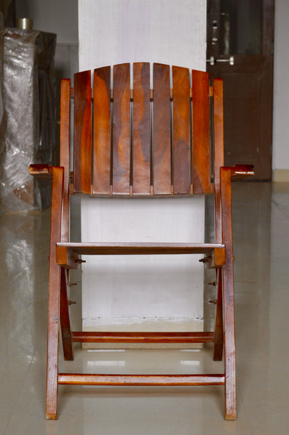 Handcrafted Solid Wood Armchair – Rustic Folding Wooden Chair for Living Room, Patio & Dining