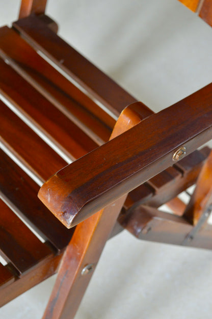 Handcrafted Solid Wood Armchair – Rustic Folding Wooden Chair for Living Room, Patio & Dining