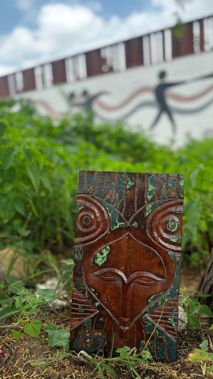 Home decor Handcrafted Wooden Tribal Face Mask (Long) – Rustic Wall Art Décor for Modern Interiors