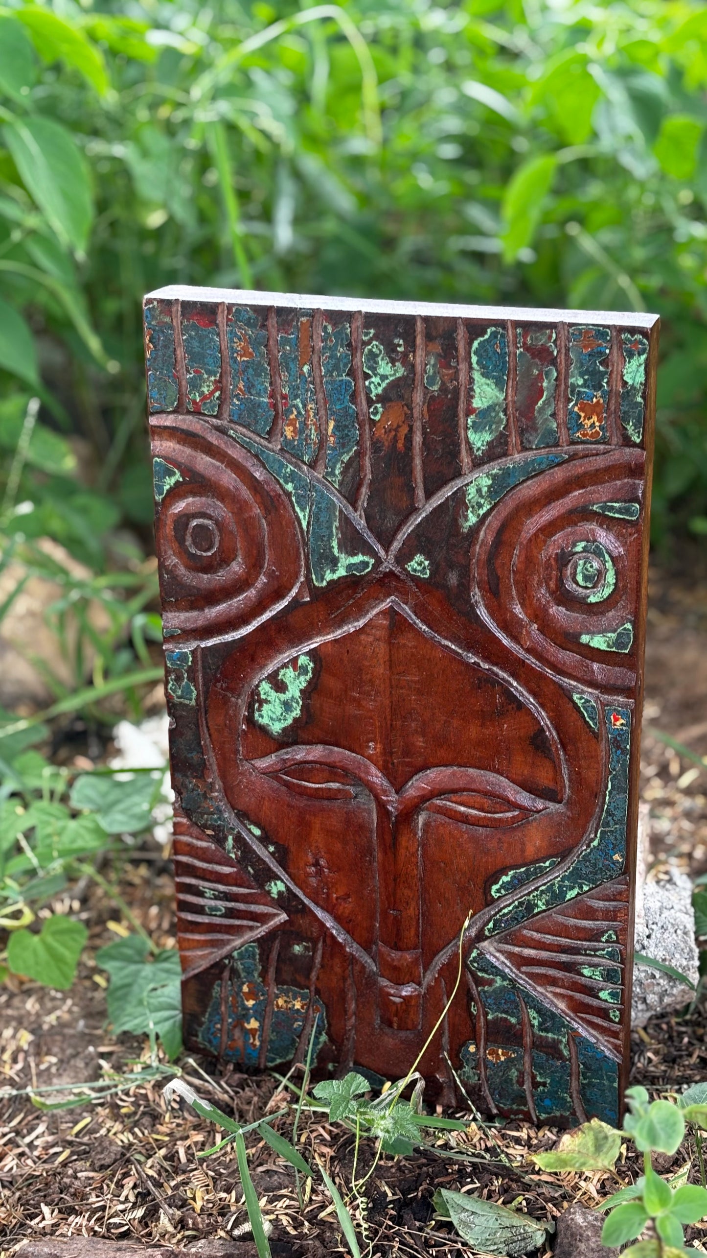 Home decor Handcrafted Wooden Tribal Face Mask (Long) – Rustic Wall Art Décor for Modern Interiors