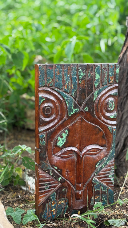 Home Decor Handcrafted Wooden Tribal Face Mask (Long) – Rustic Wall Art Décor for Modern Interiors