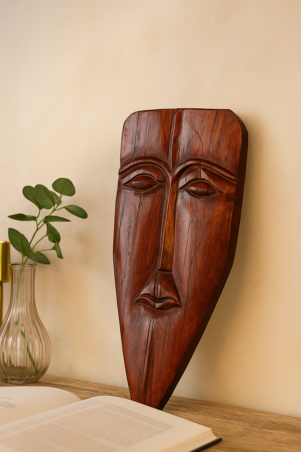 Home Decor Handcrafted Wooden Tribal Face Mask – Rustic Wall Art Décor for Modern Interior