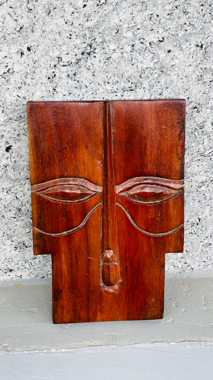Home Decor Handcrafted Wooden Tribal Face Mask (Square & Short) – Rustic Wall Art Décor for Modern Interiors