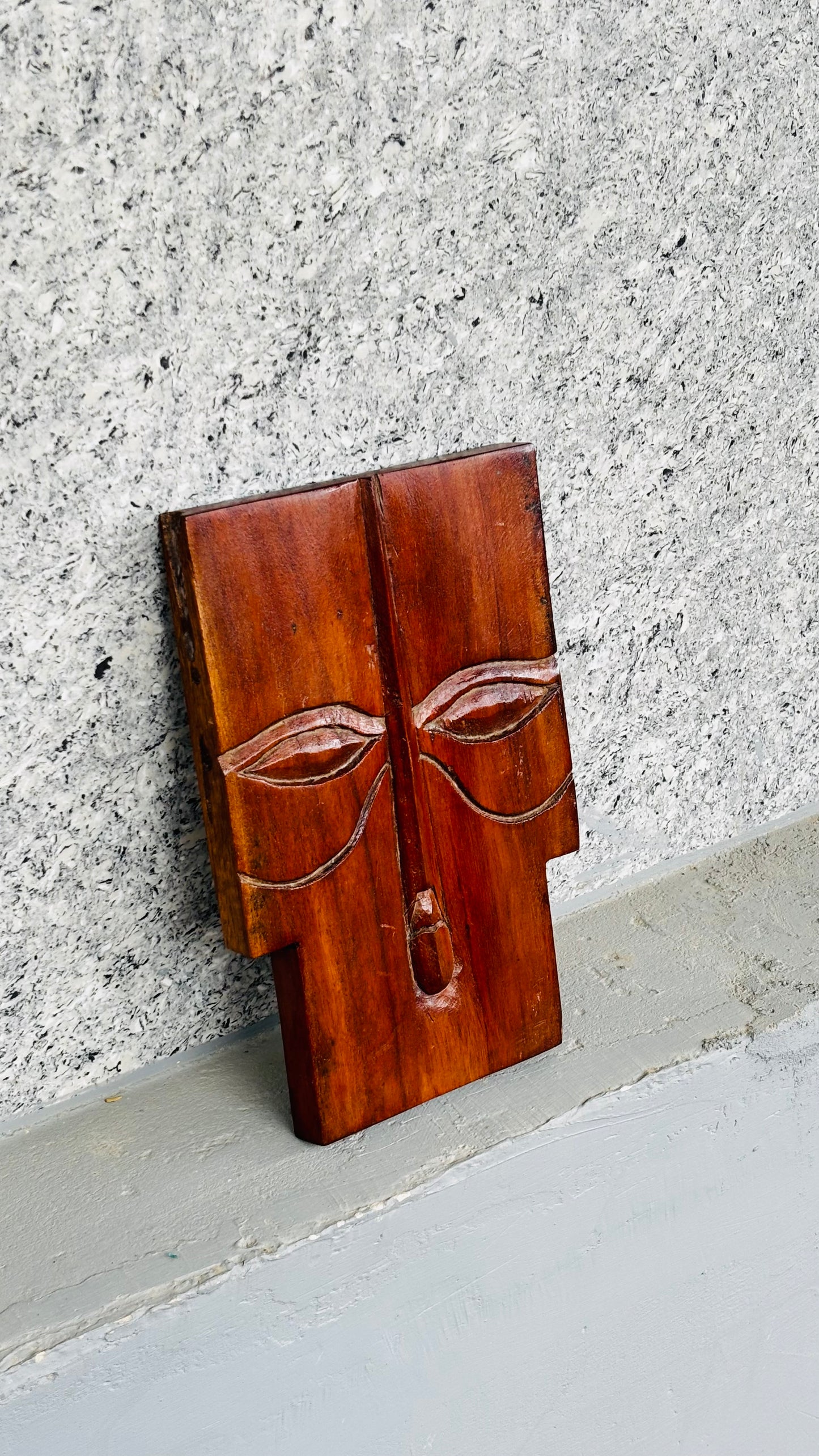 Home Decor Handcrafted Wooden Tribal Face Mask (Square & Short) – Rustic Wall Art Décor for Modern Interiors