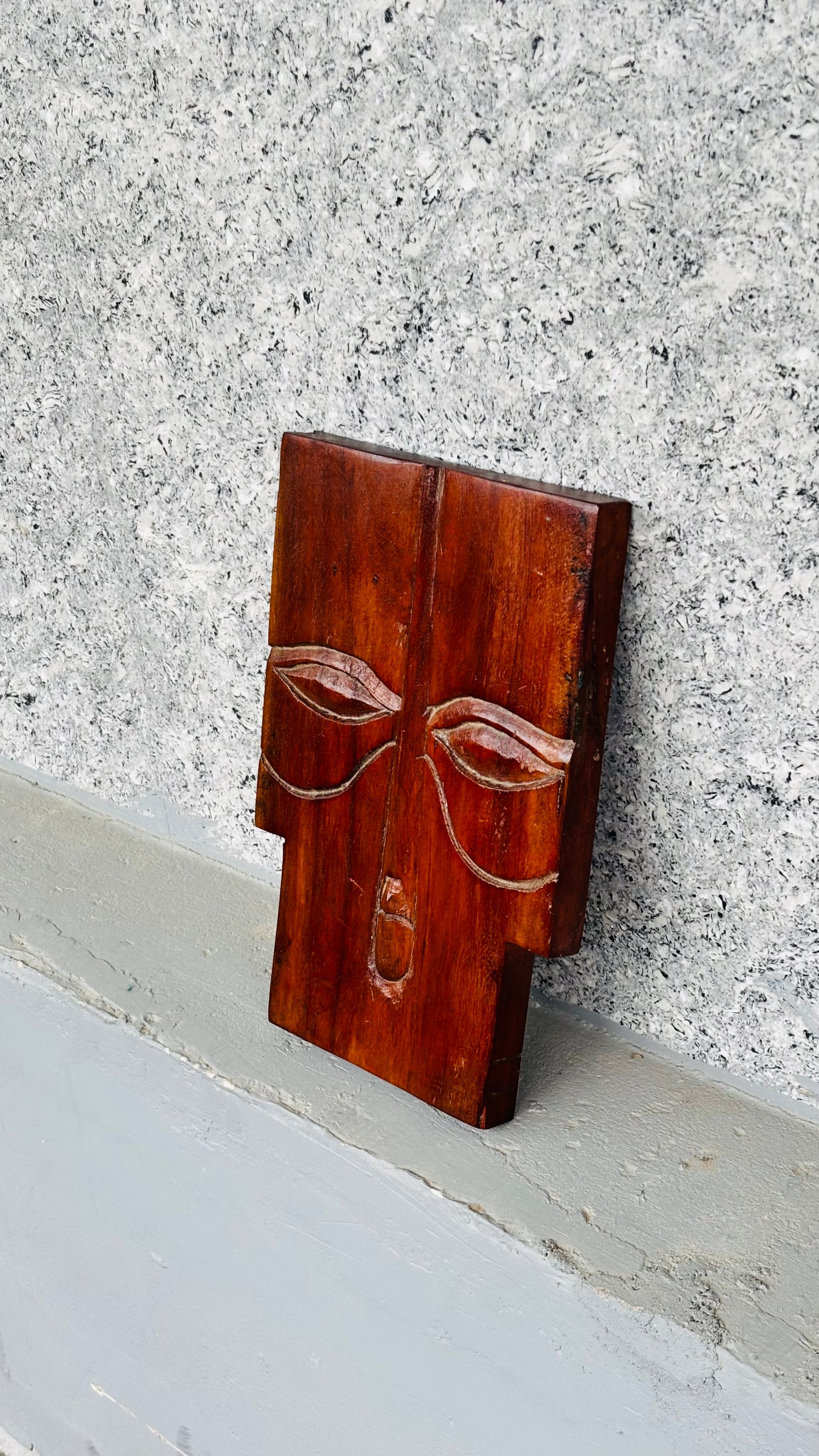 Home Decor Handcrafted Wooden Tribal Face Mask (Square & Short) – Rustic Wall Art Décor for Modern Interiors