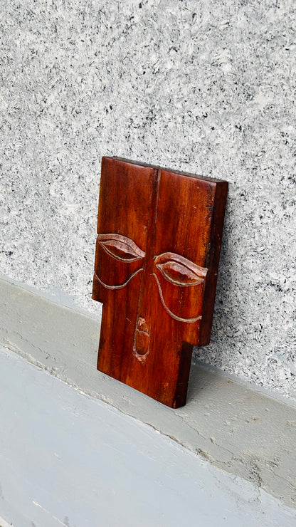 Home Decor Handcrafted Wooden Tribal Face Mask (Square & Short) – Rustic Wall Art Décor for Modern Interiors