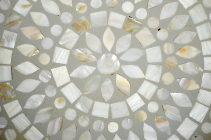 Round Marble Inlay Tray with Wicker Border | Handcrafted Home Décor