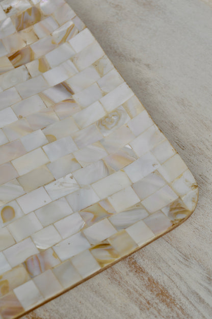 Mother of Pearl Decorative Serving Tray – Designer Coffee & Tea Table Tray for Home & Kitchen Décor"