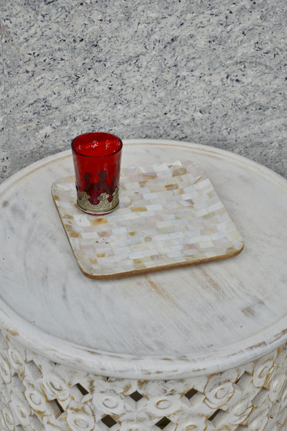 Mother of Pearl Decorative Serving Tray – Designer Coffee & Tea Table Tray for Home & Kitchen Décor"