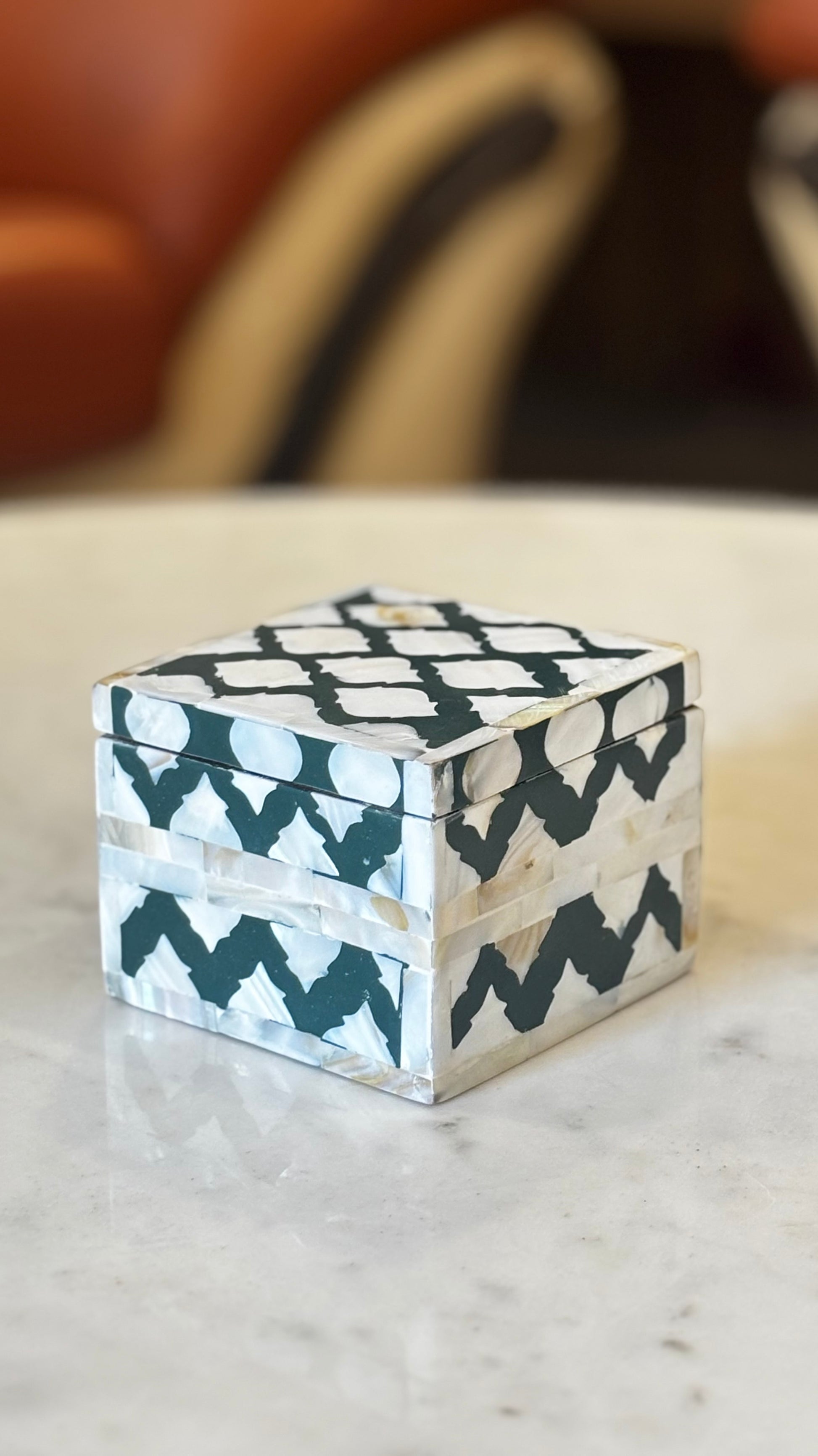 Luxury Mother of Pearl Inlay Decorative Tray Set with Candle Stand & Keepsake Box – Handcrafted Home Décor