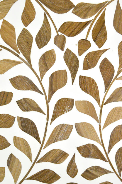 Luxury Round Bone Inlay Side Table with Floral Vine Pattern – Handcrafted Decorative Accent Table for Living Room & Bedroom