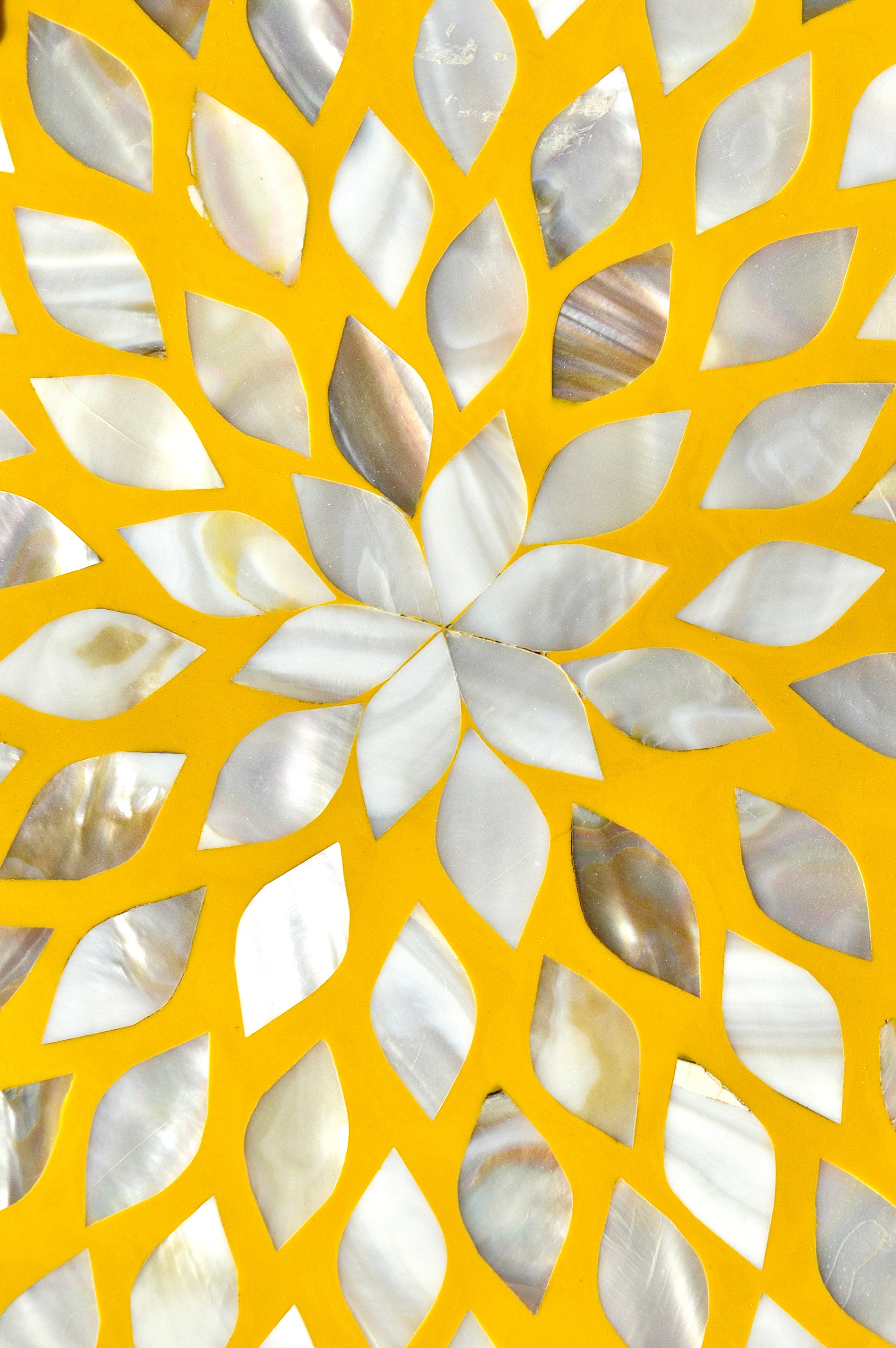 Luxury Round Mother of Pearl Serving Tray with Golden Leaf Handles – Designer Coffee & Tea Tray for Home Décor