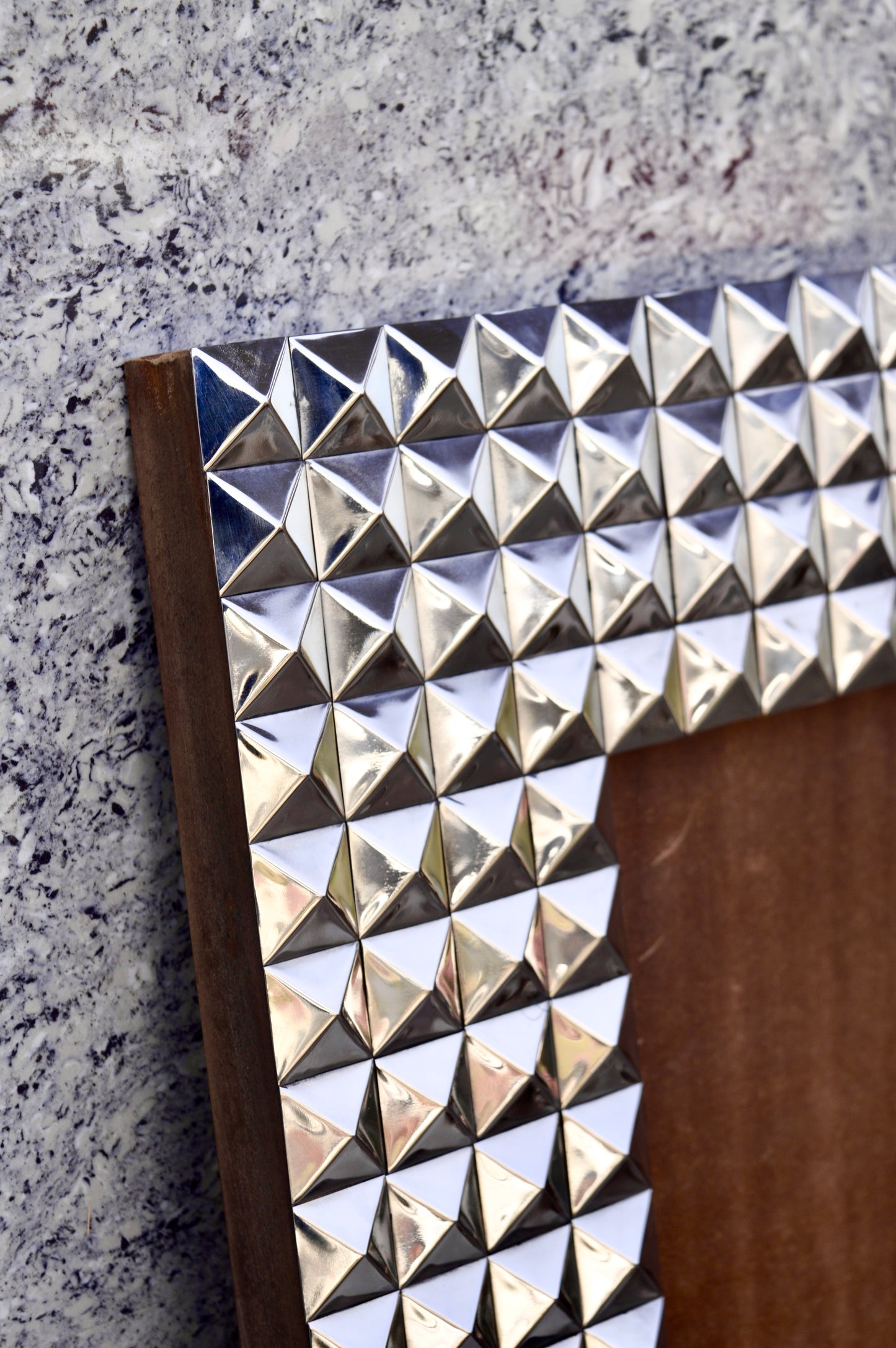 Luxury Silver Studded Photo Frame for Home Décor – Premium Geometric Metal Frame for Table & Wall | Modern Decorative Picture Frame