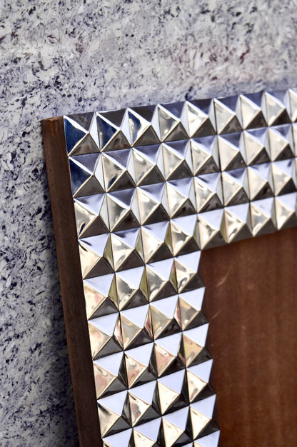 Luxury Silver Studded Photo Frame for Home Décor – Premium Geometric Metal Frame for Table & Wall | Modern Decorative Picture Frame