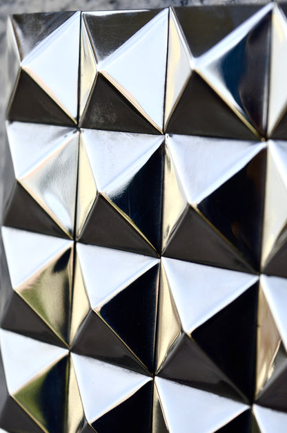 Luxury Silver Studded Photo Frame for Home Décor – Premium Geometric Metal Frame for Table & Wall | Modern Decorative Picture Frame