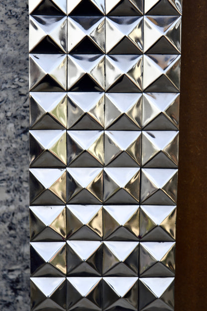 Luxury Silver Studded Photo Frame for Home Décor – Premium Geometric Metal Frame for Table & Wall | Modern Decorative Picture Frame