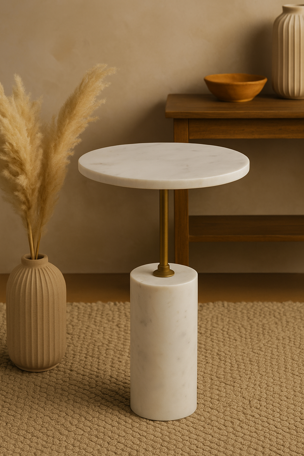 Modern Marble Top End Table in Gold Finish – Glamorous & Functional